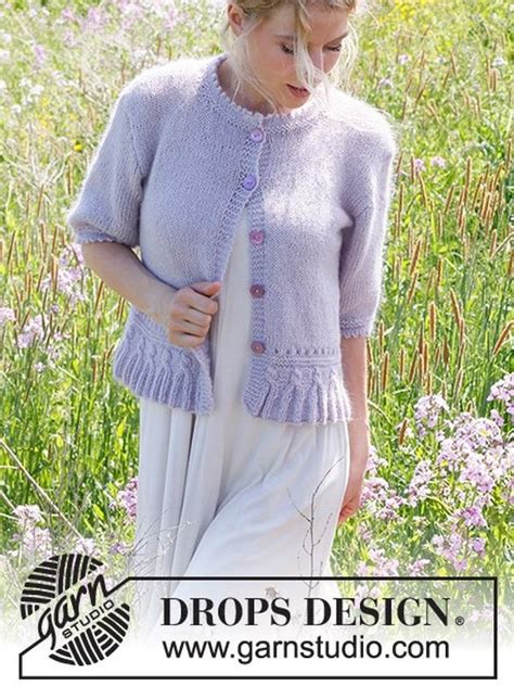 DROPS Provence Purple Picot And Cable Cardigan Pattern