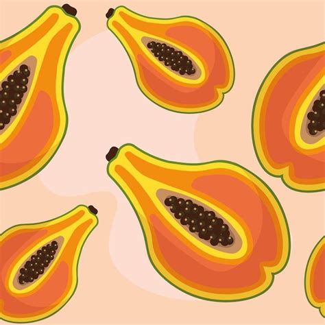 Premium Vector Papaya Seamless Pattern Vector Illustration