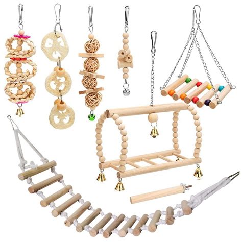 Игрушка качания попугая птицы пакетов 8 вися, деревянные игрушки клетки ...