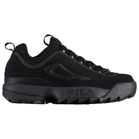 Fila Leather Disruptor Ii Training Shoes In Blackblackblack Black