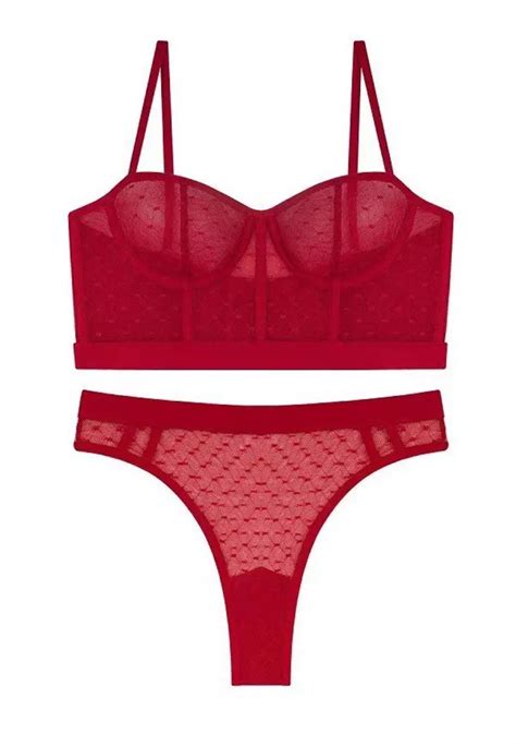 LYCKA LMZ Lady Sexy Bra And Panty Lingerie Set Red Buy LYCKA Online ZALORA Hong Kong