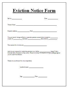 eviction notice form  printable documents