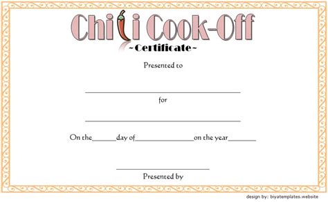 Free Chili Cook Off Winner Certificate Template - Printable Word Searches