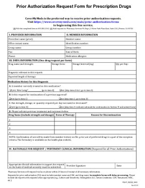 Fillable Online Prior Authorization Request Form For Prescription Drugs