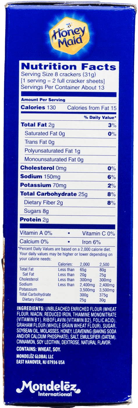 honey graham crackers nutrition facts