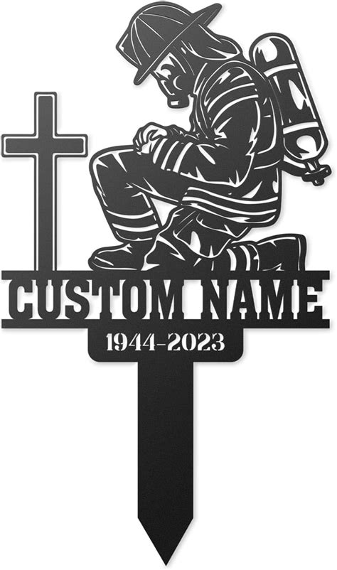 Personalized Firefighter Memorial Metal Plaque Stake