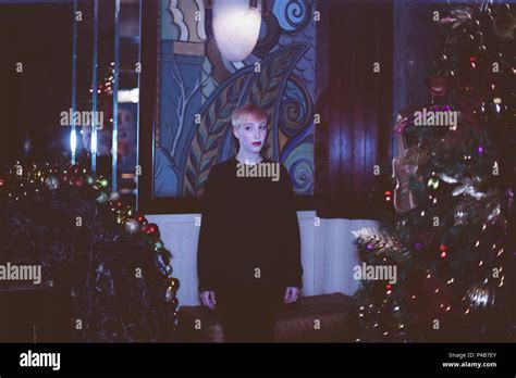 Freaky Blonde Girl On The Lobby Of A Manhattan Hotel Stock Photo Alamy