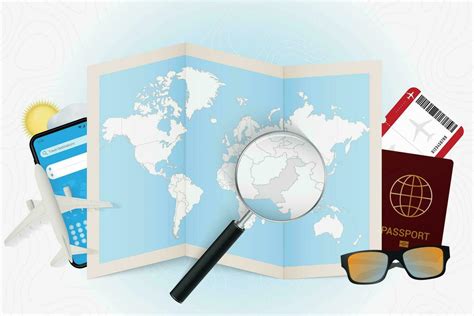 Travel Destination Pakistan Tourism Mockup With Travel Equipment And