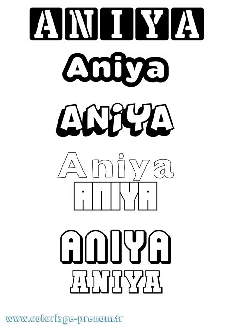 Coloriage du prénom Aniya : à Imprimer ou Télécharger facilement