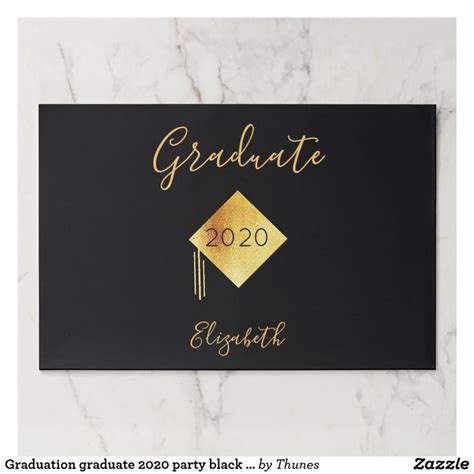 Graduation 2024 Party Black Gold Paper Placemat