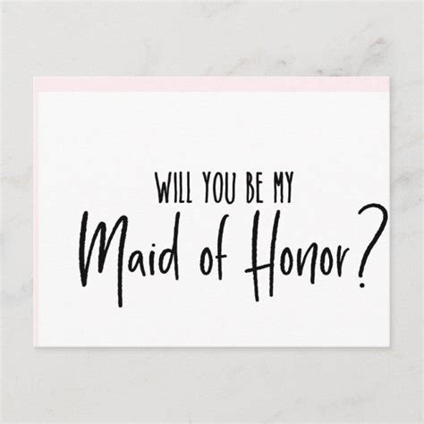 Will You Be My Maid Of Honor Wedding Card Zazzle