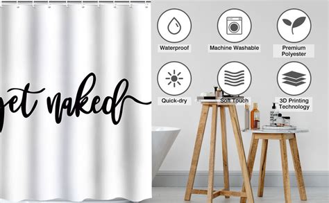 Amazon DDS DUDES Get Naked Shower Curtain Bathroom Set Funny