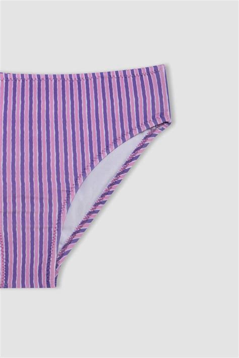 Mor Kız Çocuk Genç Kız Kız Çocuk Çizgili Bikini Takımı 3081000 DeFacto