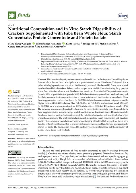 Pdf Nutritional Composition And In Vitro Starch Digestibility Of