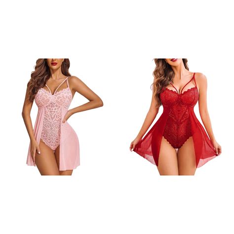 Pack Women Lingerie For Women Floral Snap Crotch Teddy Chemise Nightie Lace Nightgown Plus
