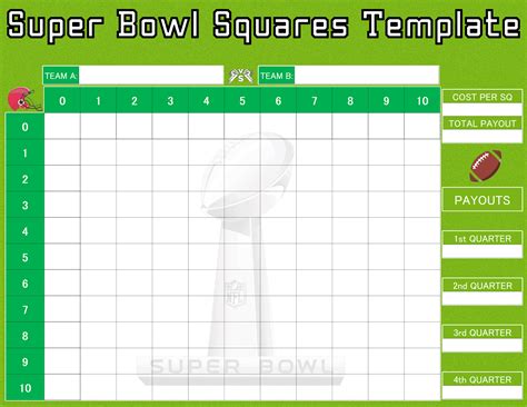 2026 Super Bowl Squares Printable | Fanny Printable