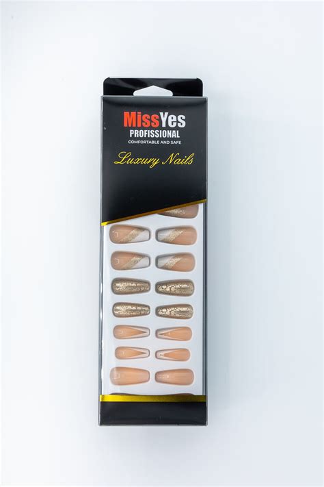 Missyes Press On Nails Nude White Brilliant Coffin Etsy