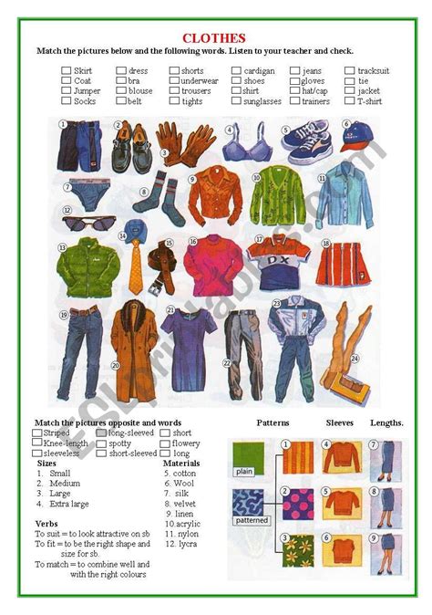 Clothes Esl Worksheet By Oppilif