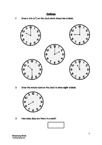 Ks1 Year 2 Maths Sats Time Revision Teaching Resources