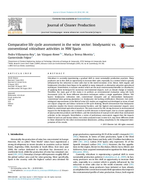 Pdf Comparative Life Cycle Assessment In The Wine Sector Biodynamic