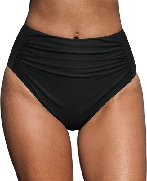 Coastal Rose Women High Waisted Bikini Bottom Ruched Tummy Control Swim Bottoms Full Coverage