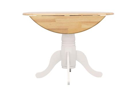 Allison Drop Leaf Round Dining Table Natural Brown And White