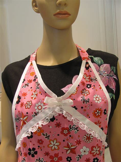 Womens Full Apron Sexy Style Apron Modern Style Pink Floral Girly