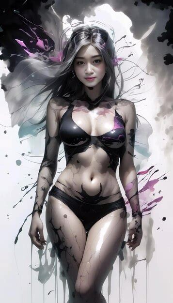 Premium Photo A Drawing Of A Woman With A Bikini On The Bottom Of Her Body