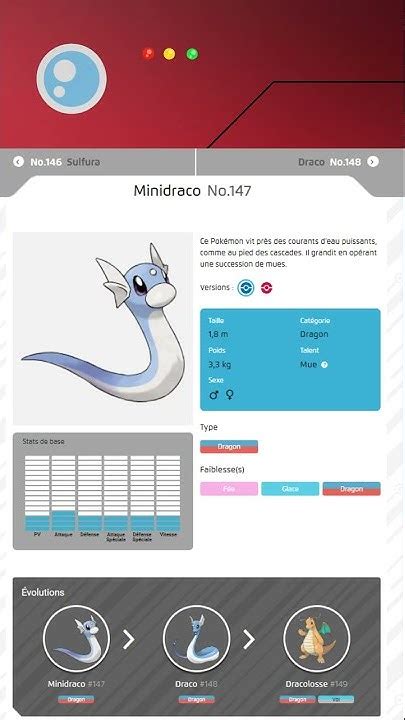 Pokémon 147 Minidraco Projet PokÉdex Youtube