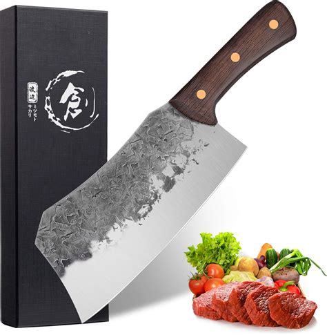 Professional Cleaver Knife 73 Inch Handmade Meat Cleaver High Carbon