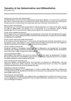 Genetics Of Sex Determination And Differentiation Infotext And Exercises