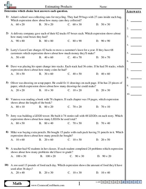 Estimating Products Worksheets 15 Worksheets Library