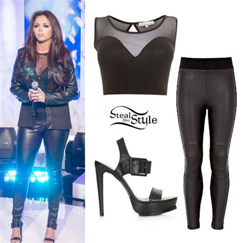 Jesy Nelson Mesh Crop Top Leather Leggings Steal Her Style