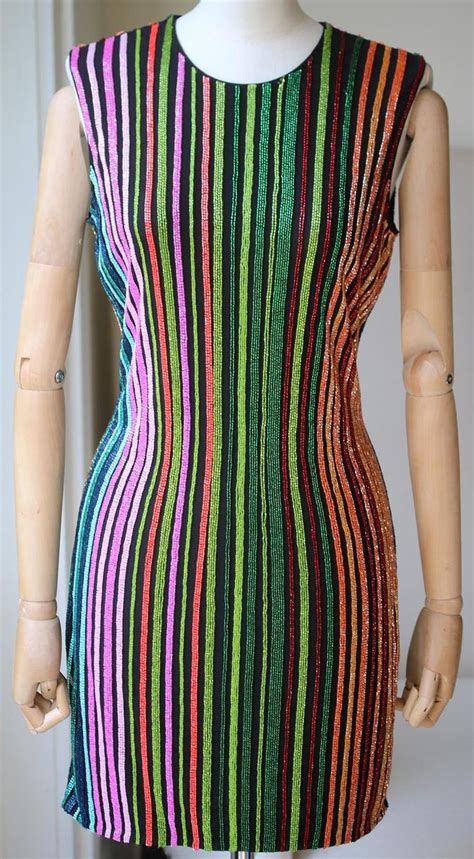 Balmain Beaded Stripe Mini Dress ชุดสวย