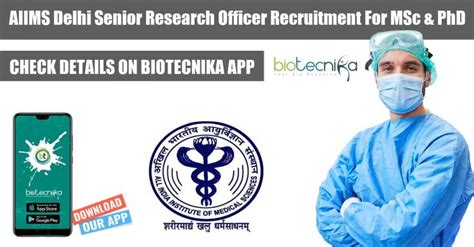 AIIMS Delhi Senior Research Officer Recruitment For MSc PhD Phd