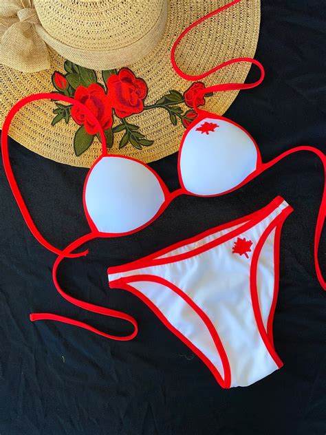 Canada Flag Bikini Etsy