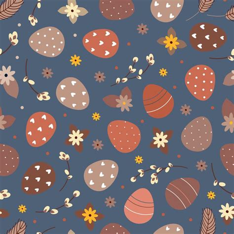 Pattern Of Easter Eggs And Flowers And Pussy Willow 21908493 Vector Art At Vecteezy