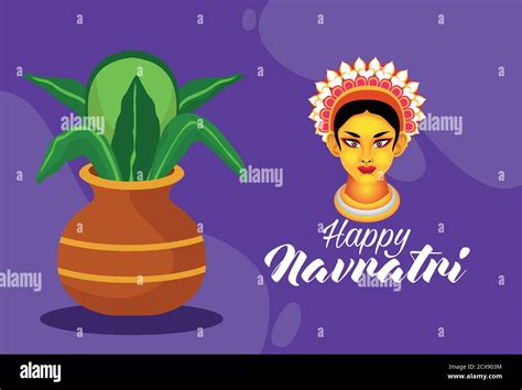 feliz celebración navratri con la diosa amba y la ilustración de