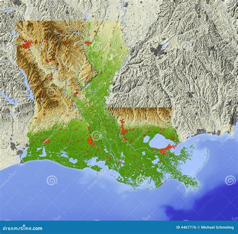 Louisiana, Relief Map Royalty Free Stock Image - Image: 4467776