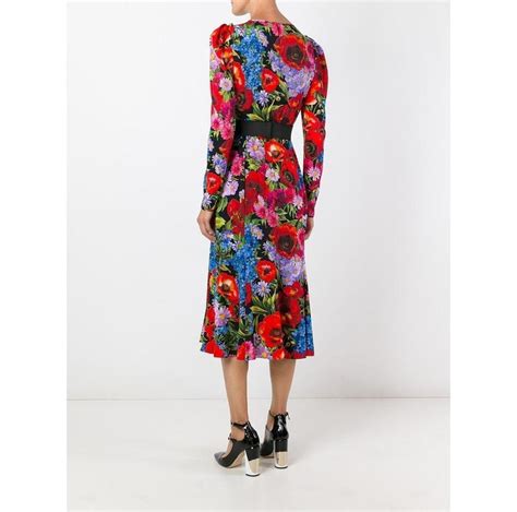 Dolce And Gabbana Floral Print Silk Dress Sz It46 Us 8 10 For Sale At