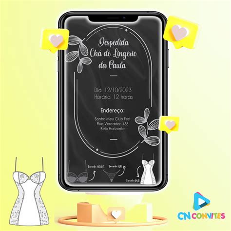 Convite Digital Chá de Lingerie Elo7 Produtos Especiais