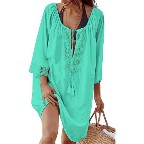 Robe De Plage Casual Bikini Cache Maillots Grande Taille Femme Bleu Bleu Cdiscount