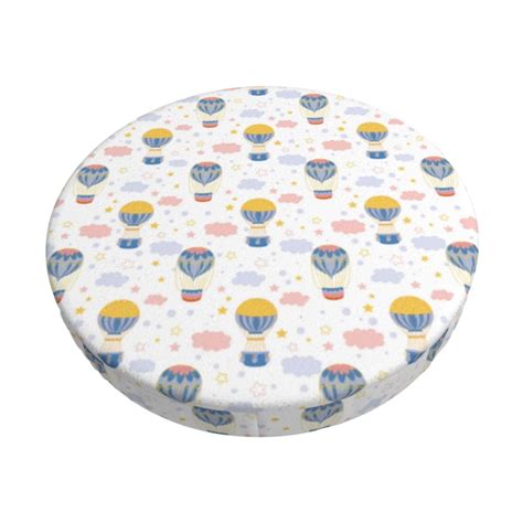 Fuzoiu Hot Air Balloon Print Bar Stool Cushions Super Breathable Round Bar Stool Covers Seat
