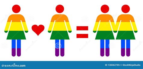 Arco íris Pride Flag Lesbian Couple Love De LGBT Na Ilustração Do Vetor Ilustração do Vetor