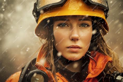 Premium Photo Portrait Of A Female Firefighter