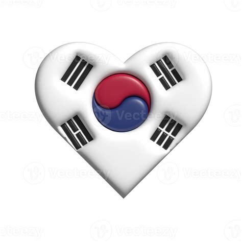 South Korea Heart Flag Shape 3d Render 22281583 Png