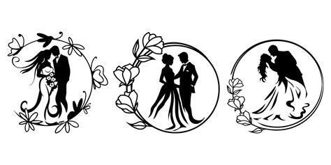 Set of couple married silhouette template. 33125712 Vector Art at Vecteezy