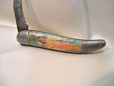 RARE ANTIQUE HAMMER BRAND POCKET KNIFE NUDE NAKED RISQUE LADY WOMAN BREAST CASE Antique Price