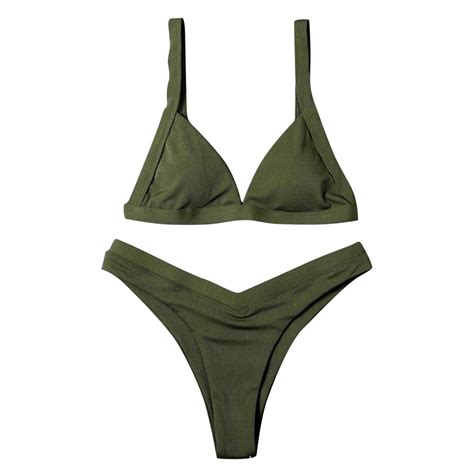 Zqgjb Bikini Set For Women Summer Two Piece Swimsuits Sexy V Neck Low