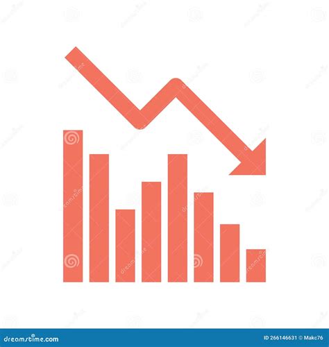 Chart With Bars Declining Graph Trending Downwards Stock Vector